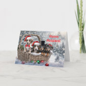 Kerstvakantie groeten Cute Dachshund Puppies Kaart (Voorkant)