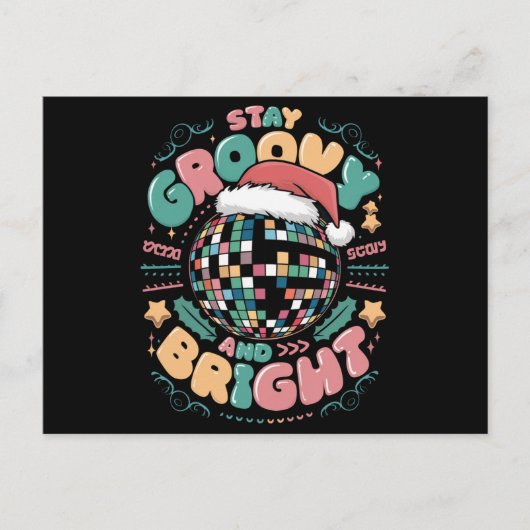 Kerstvakantie Groovy Blijf Groovy En Stralend Feestdagenkaart (Voorkant)