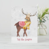 Kerstvakantie herten in sneeuwvlokken  kaart (Staand voorkant)