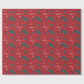 Kerstvakantie Holly Pattern Cadeaupapier (Vlak)