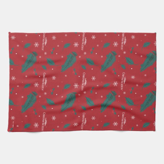 Kerstvakantie Holly Pattern Theedoek (Horizontaal)