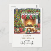 Kerstvakantie hond gepersonaliseerd briefkaart (Voorkant / Achterkant)