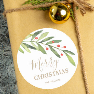 Kerstvakantie Hulst en Bessen Ronde Sticker