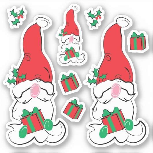 Kerstvakantie in Santa Gnome Sticker (Voorkant)