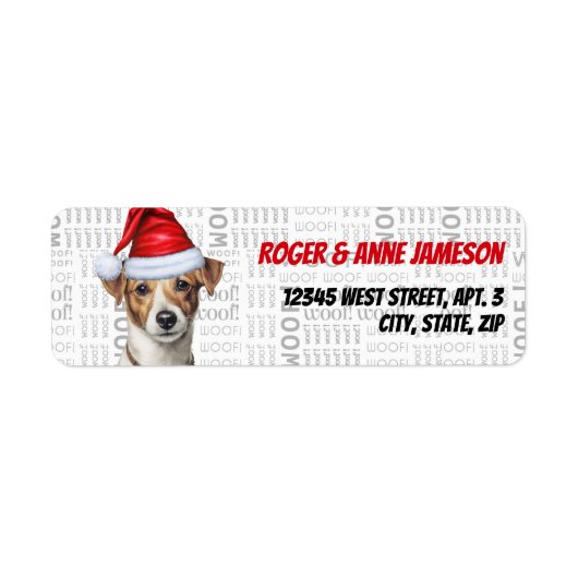 Kerstvakantie Jack Russell Hondenliefhebber Adres Etiket (Voorkant)