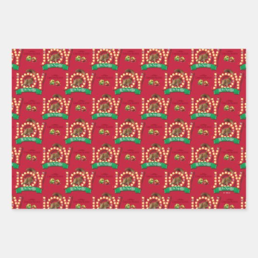 kerstvakantie | Joy to the Squirrel Pattern Inpakpapier Vel (Voorkant 3)
