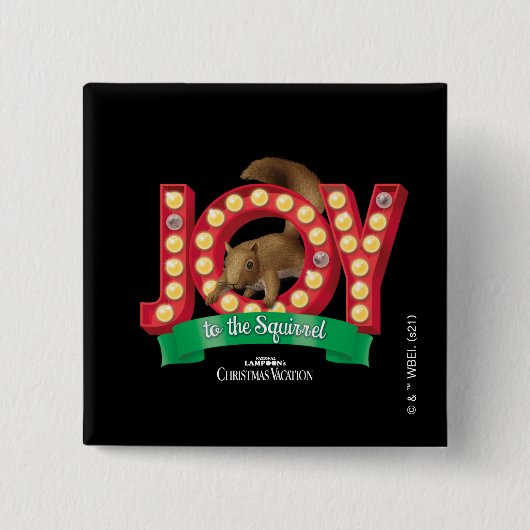 kerstvakantie | Joy to the Squirrel Vierkante Button 5,1 Cm (Voorkant)