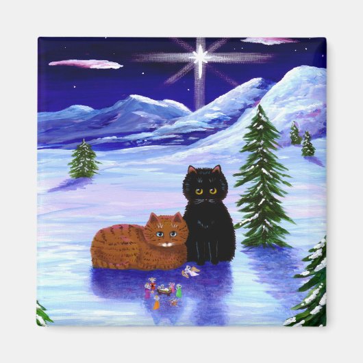 Kerstvakantie kattenmuis Christelijk Magneet (Voorkant)