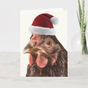 Kerstvakantie Kip in Santa Hat Feestdagen Kaart