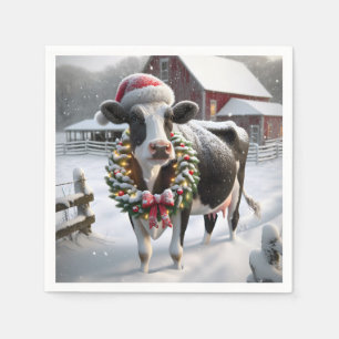 Kerstvakantie Koe in Barnyard Servet