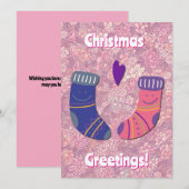 Kerstvakantie Kousen Kaart van een paar (Voorkant / Achterkant)