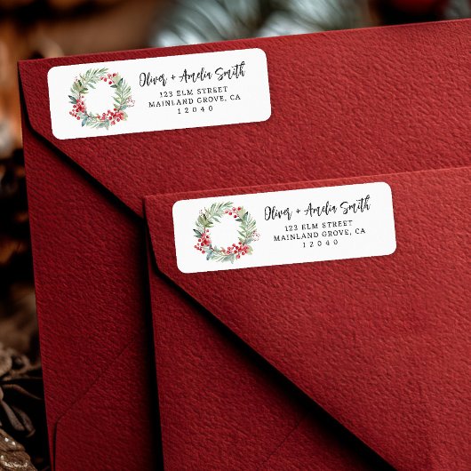 Kerstvakantie krans retour label