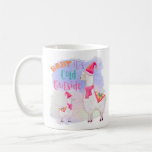 Kerstvakantie Lama - Baby het is koud buiten Koffiemok