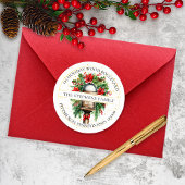 Kerstvakantie Mailbox Floral Retouradres Ronde Sticker