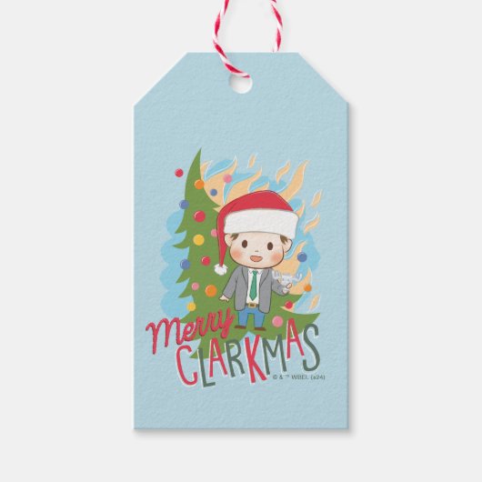 kerstvakantie Merry Clarkmas Cadeaulabel (Voorkant)