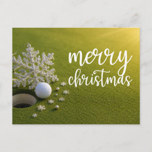 Kerstvakantie met golf met golfbal voor golfer briefkaart