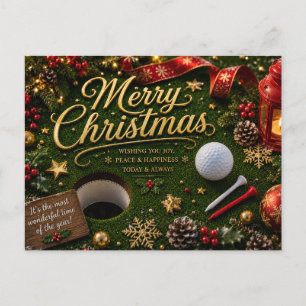 Kerstvakantie met golf met golfbal voor golfer briefkaart