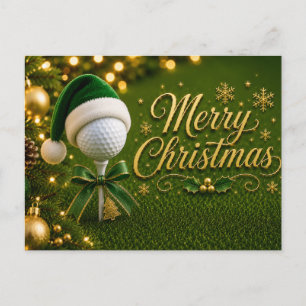 Kerstvakantie met golf met golfbal voor golfer briefkaart
