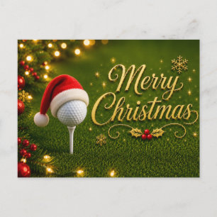 Kerstvakantie met golf met golfbal voor golfer briefkaart