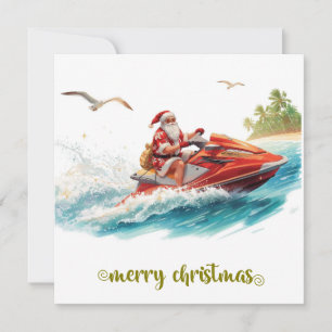 Kerstvakantie met Jet Ski en Kerstman Feestdagenkaart