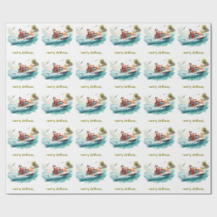 Kerstvakantie met Jetski en Kerstman Cadeaupapier