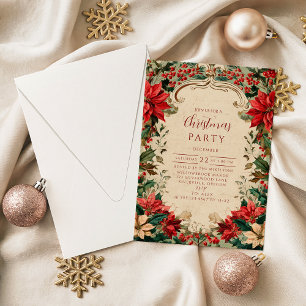 Kerstvakantie met Oude Poinsettia Kaart