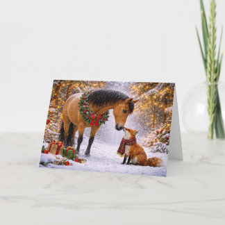 Kerstvakantie met Vos en Paard Woods Feestdagen Kaart