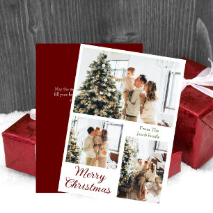 Kerstvakantie Moderne Typografie Drie-Foto Feestdagenkaart