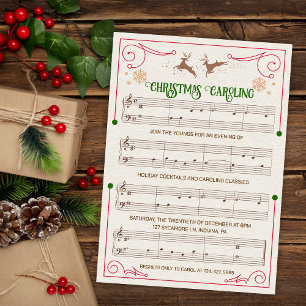 Kerstvakantie muziekblad uitnodiging