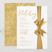 Kerstvakantie open huis gouden lint kaart (Voorkant / Achterkant)