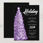Kerstvakantie Open Huis Party Paarse Kaart (Voorkant / Achterkant)