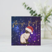 Kerstvakantie Paarse Kat Santa Groet (Staand voorkant)