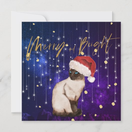 Kerstvakantie Paarse Kat Santa Groet (Voorkant)