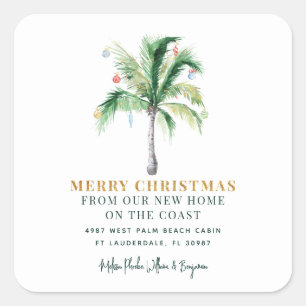 Kerstvakantie Palmboom Verhuisbericht Vierkante Sticker
