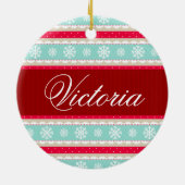 Kerstvakantie Patroon Aangepaste naam Keramisch Ornament (Achterkant)