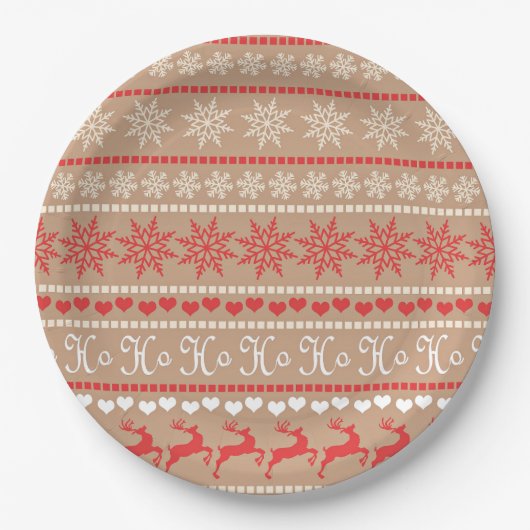 Kerstvakantie patroon papieren bordje (Voorkant)