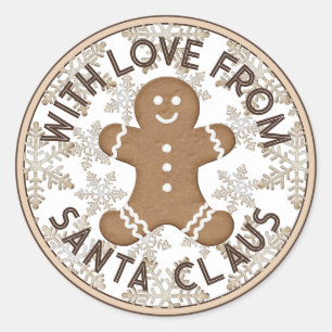 Kerstvakantie peperkoek Man Iced Sneeuwvlokken Ronde Sticker