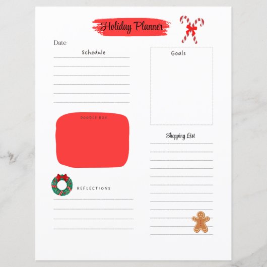 Kerstvakantie planner pagina (Voorkant)