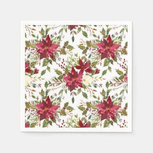 Kerstvakantie Poinsettia Bloem Winter Bloemen Servetten