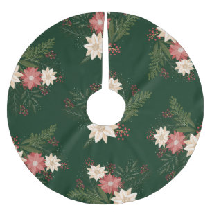 Kerstvakantie Poinsettia, Pine & Berry Green Kerstboom Rok