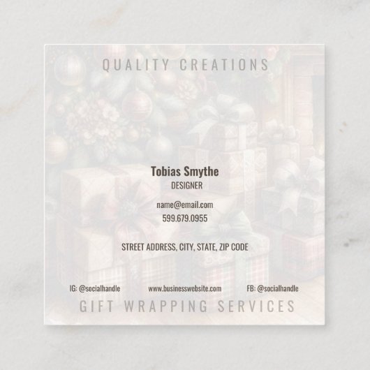 Kerstvakantie QR Code Square Visitekaartje (Achterkant)