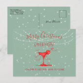 Kerstvakantie Quarantini Martini Groen Briefkaart (Voorkant / Achterkant)