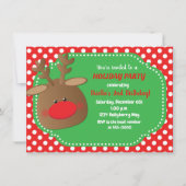 Kerstvakantie Rendier Polka Dot Uitnodigingen (Voorkant)
