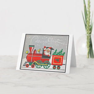 Kerstvakantie Retro Santa Red Trein Kaart