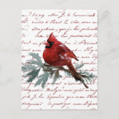 Kerstvakantie Rode Kardinaal Vogel Frans script Briefkaart (Voorkant)