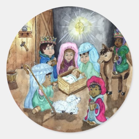 kerstvakantie ronde sticker (Voorkant)