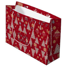Kerstvakantie Rood & Wit Grote Gift Bag