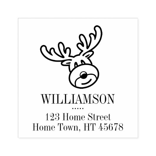 Kerstvakantie Rudolph het rendier adres Rubberstempel (Afrduk)