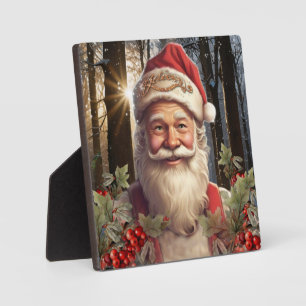 Kerstvakantie Santa Claus besneeuwd bos Fotoplaat