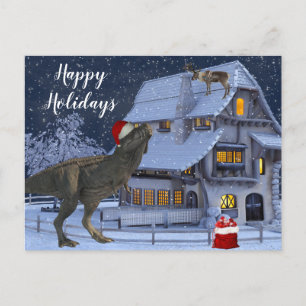 Kerstvakantie Santa Dinosaur  Briefkaart
